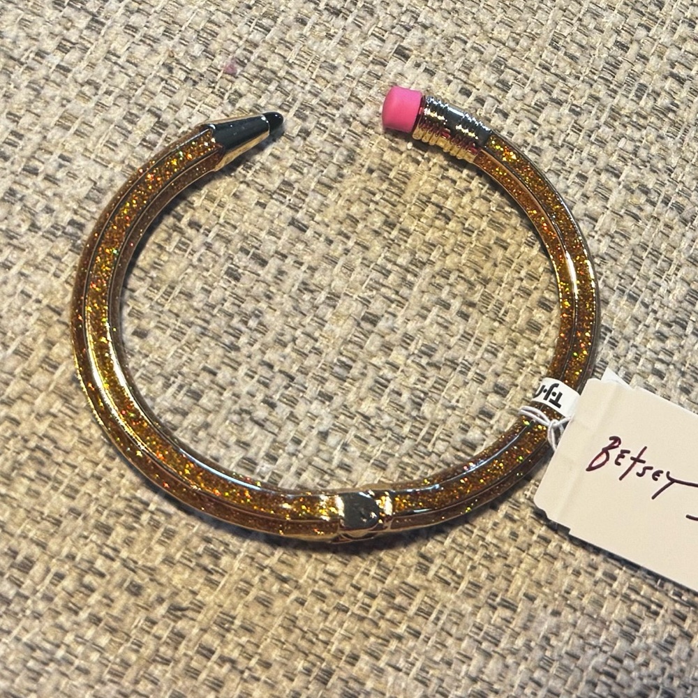 Betsey Johnson Gold Glitter Pencil Cuff Bracelet